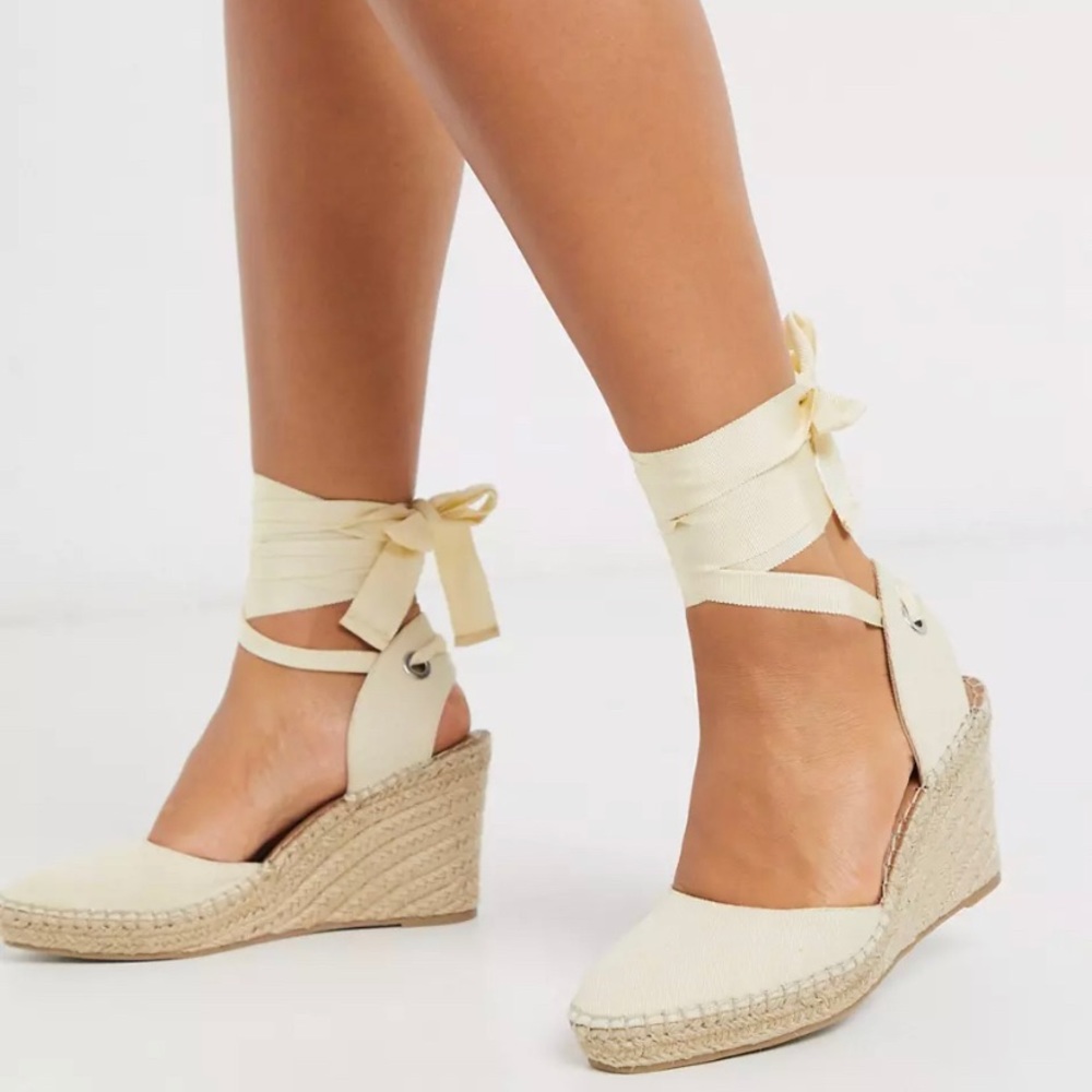 ASOS Lace Up Espadrilles in Natural size 10